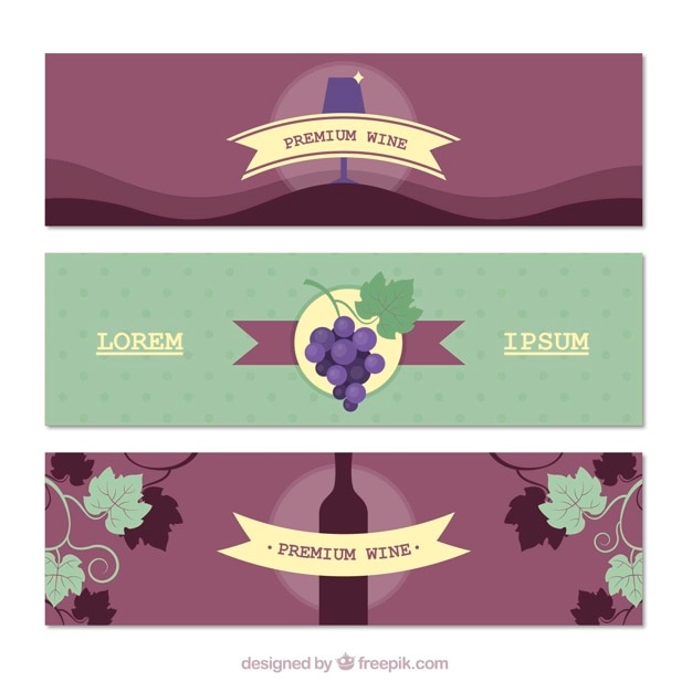 Selection of wine banners with different
elements