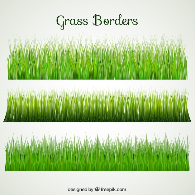 Free Vector | Selection of three grass borders