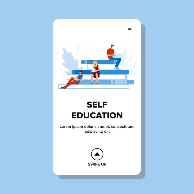 Self education people distance learning Premium Vector