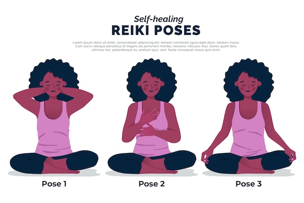 Free Vector | Self-healing reiki poses illustration