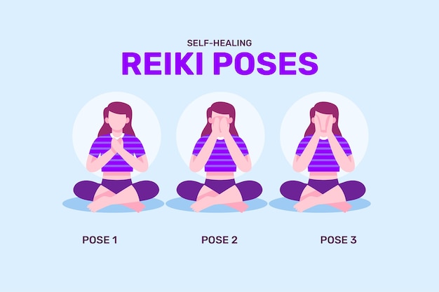 Free Vector | Self-healing reiki poses illustration