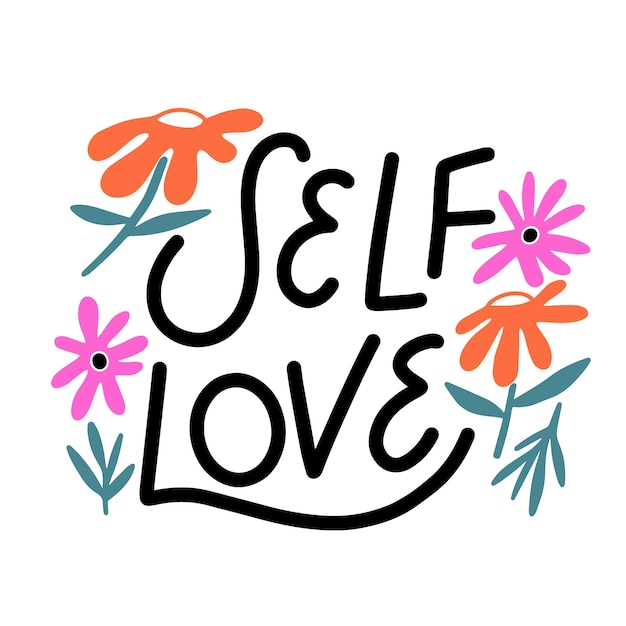 Free Vector | Self love lettering with flowers