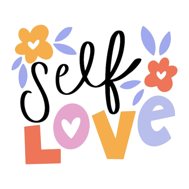 Free Vector | Self love lettering with flowers