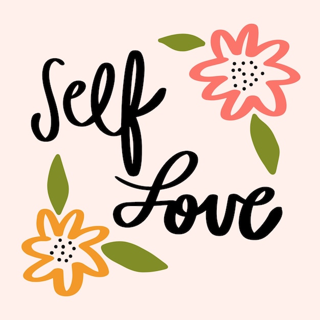 Download Self love lettering with flowers | Free Vector