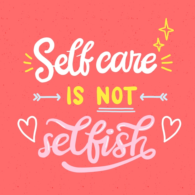 Self-love lettering with motivational words | Free Vector