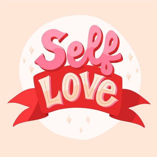 Download Self love with ribbon text lettering | Free Vector
