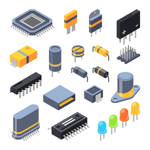Premium Vector Semiconductor And Electrical Components For Electronic