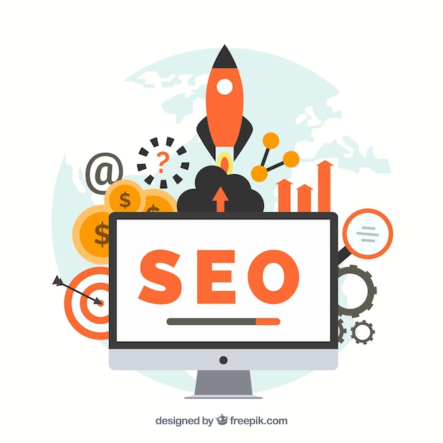 Seo elements background in flat style