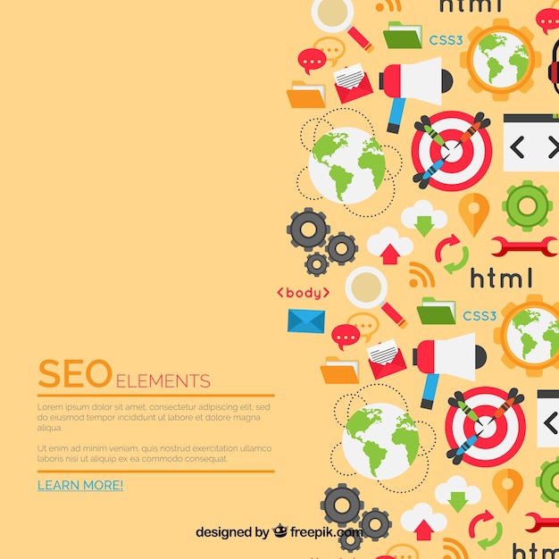 Seo elements background in flat style Free Vector Seo elements background in flat style Free Vector