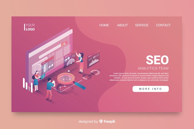 Premium Vector Seo Landing Page Isometric Design