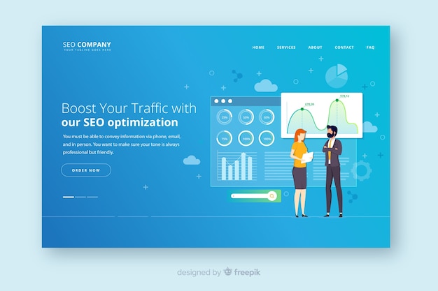 Seo optimization landing page Free Vector