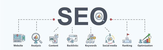 Seo search engine optimization banner Premium Vector