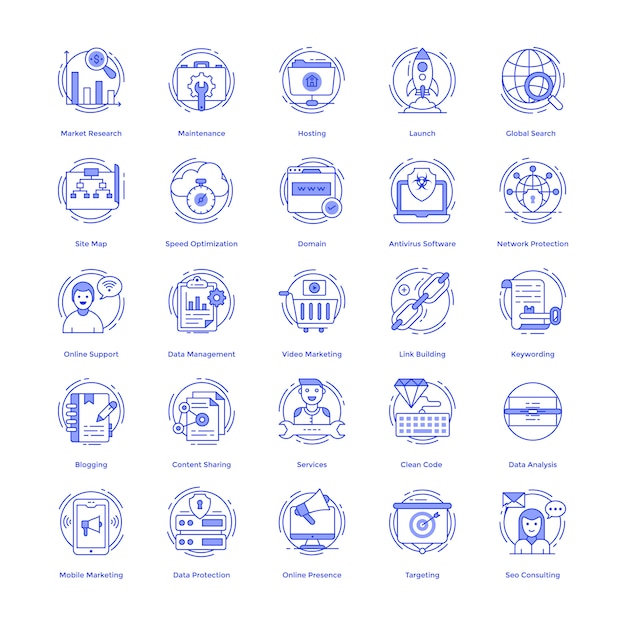 Seo vector icons pack Premium Vector