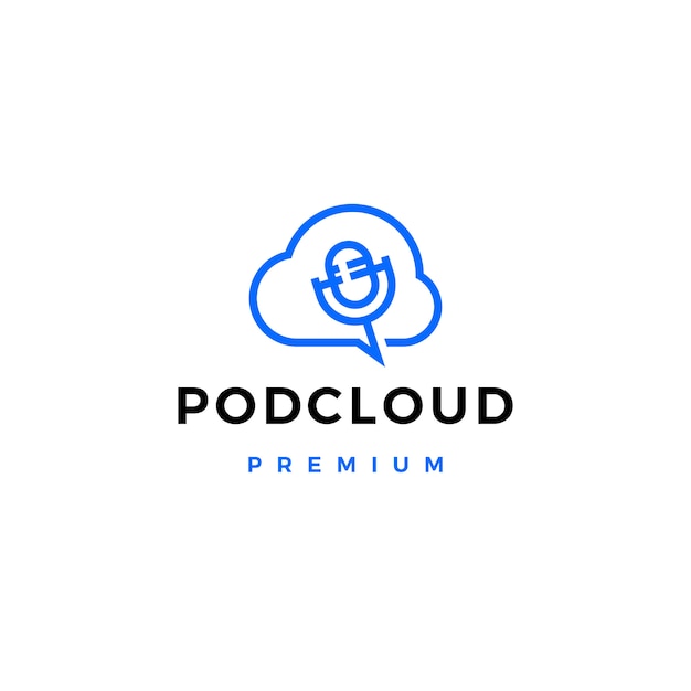Server cloud podcast logo  icon Premium Vector