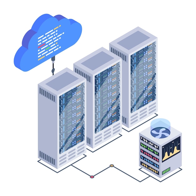 Premium Vector | A server room icon in isometric design premium download