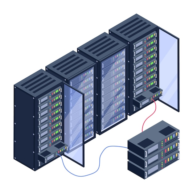 Premium Vector | A server room icon in isometric design premium download