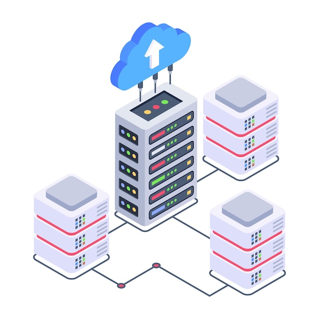 Premium Vector | A server room icon in isometric design premium download