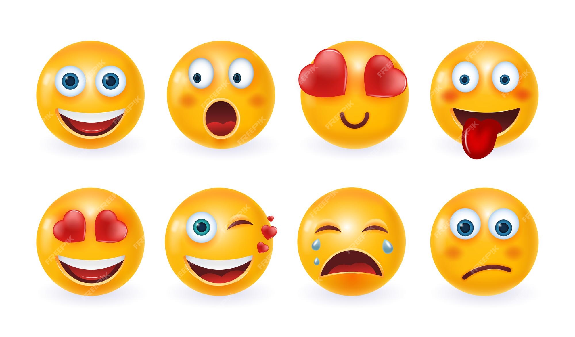 Premium Vector | Set of 3d emoticons and emoji vector illustration