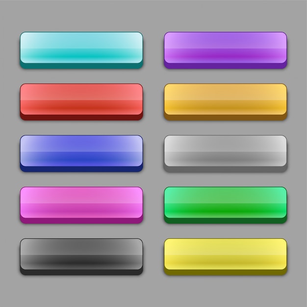 Set Of 3d Wide Web Buttons Vector Free Download