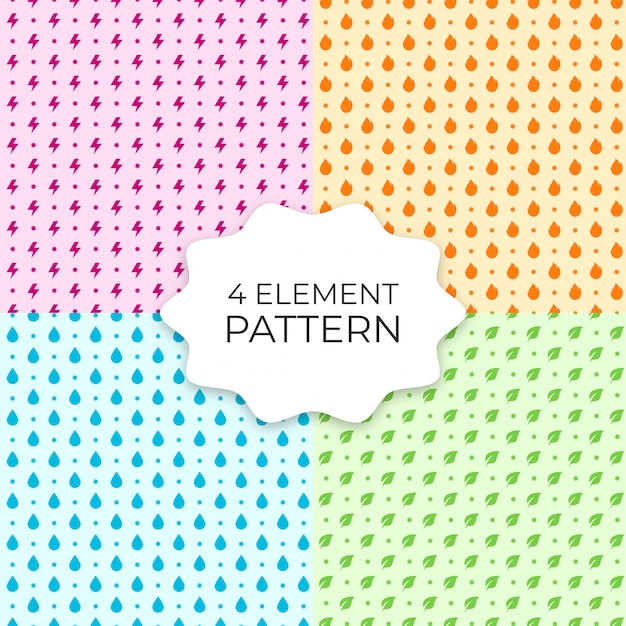 Set of 4 element seamless patterns Premium Vector