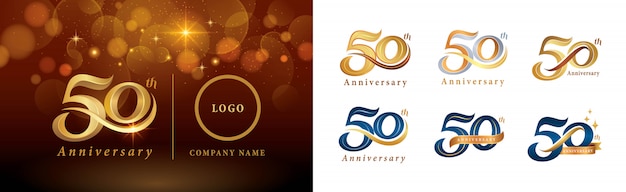 Premium Vector | Set of 50th anniversary logotype design, fifty years ...