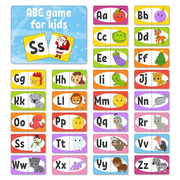 Premium Vector | Set abc flash cards. alphabet for kids. learning letters.