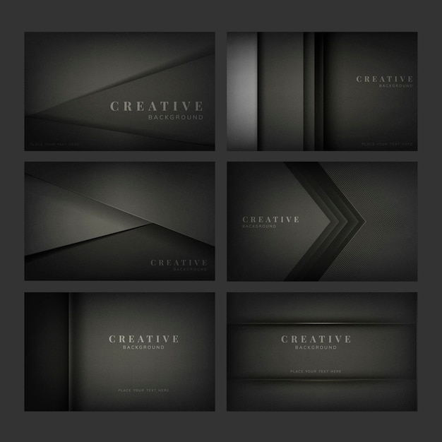 Set of abstract creative background designs in black Free Vector