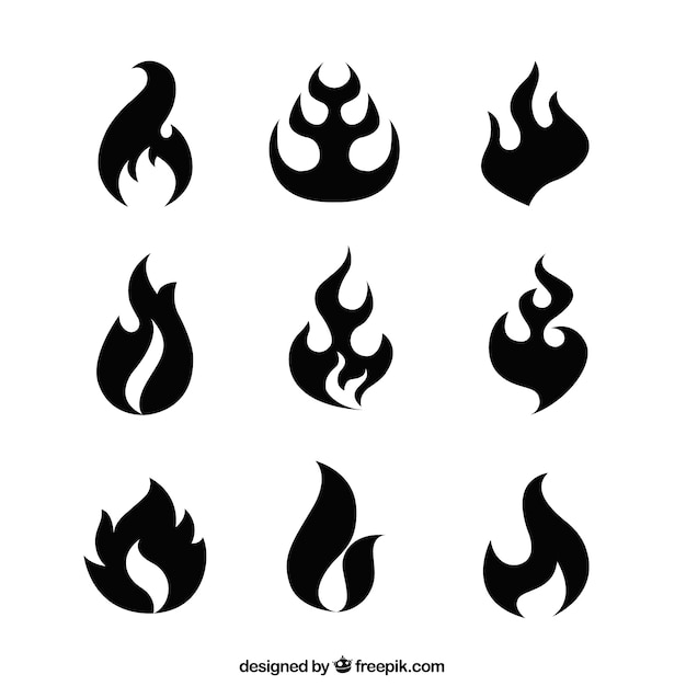 Free Vector | Set of abstract fire silhouettes