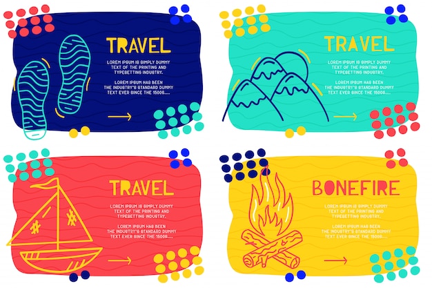 Set abstract landing page pattern with different elements Premium Vector