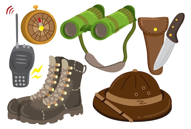 Premium Vector | Set of adventure gear illustration