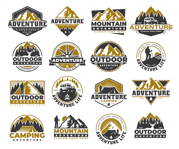 Download Free Set Of Adventure And Outdoor Vintage Logo Template Badge Or Use our free logo maker to create a logo and build your brand. Put your logo on business cards, promotional products, or your website for brand visibility.