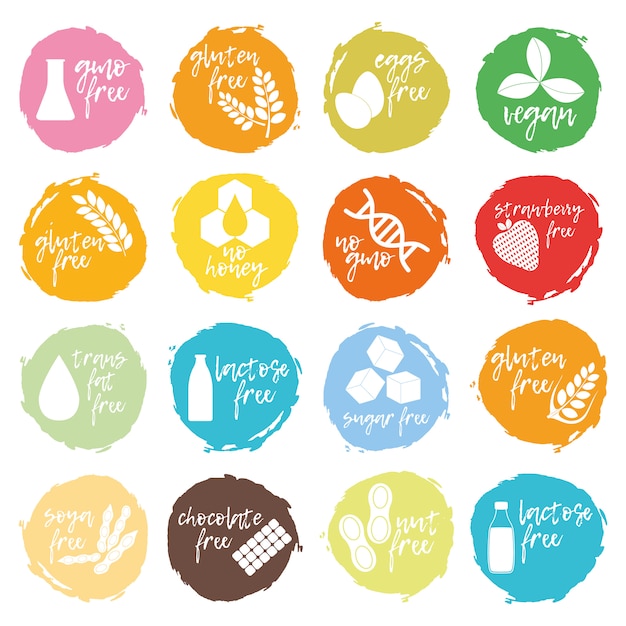 Download Free Set Of Allergen Food Gmo Free Products Icon And Logo Intolerance Use our free logo maker to create a logo and build your brand. Put your logo on business cards, promotional products, or your website for brand visibility.