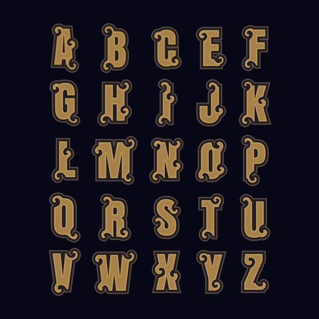 Set alphabet letters vintage | Premium Vector