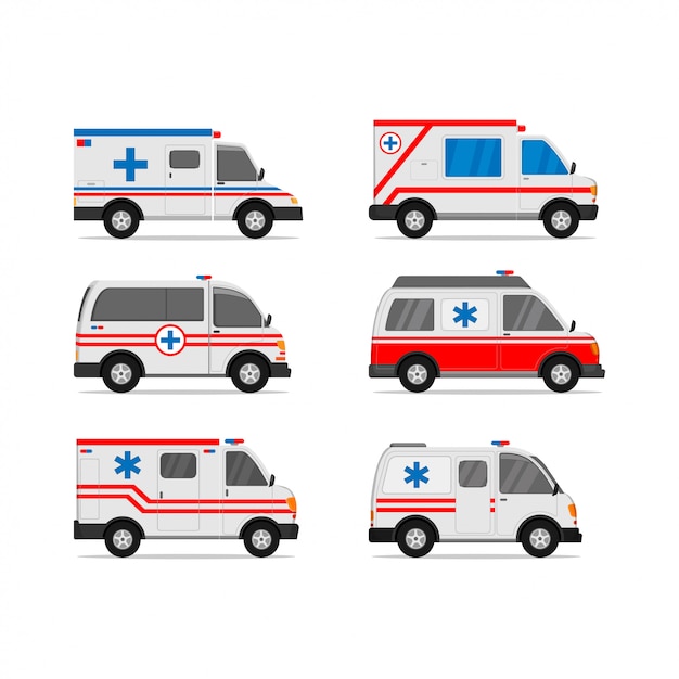 Set of ambulances | Premium Vector