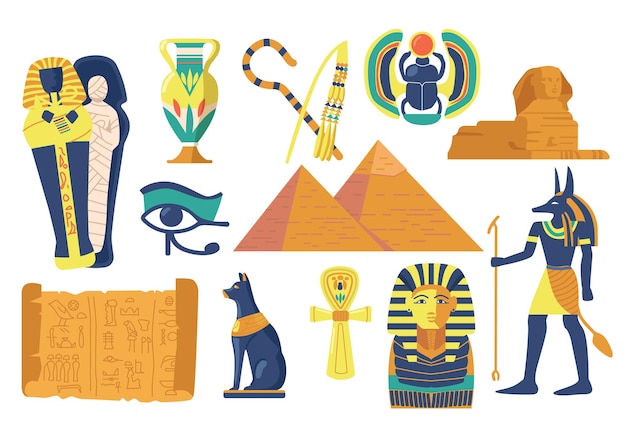 Premium Vector  Set of ancient egypt religious symbols and 