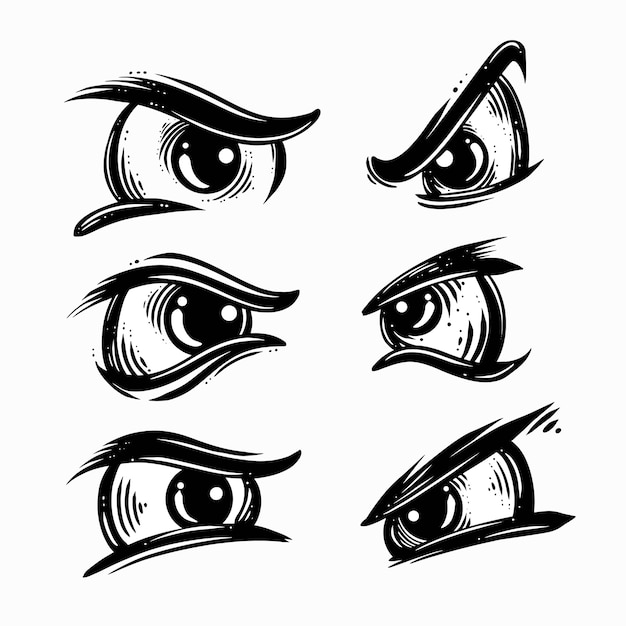 Premium Vector Set of angry eyes illustration