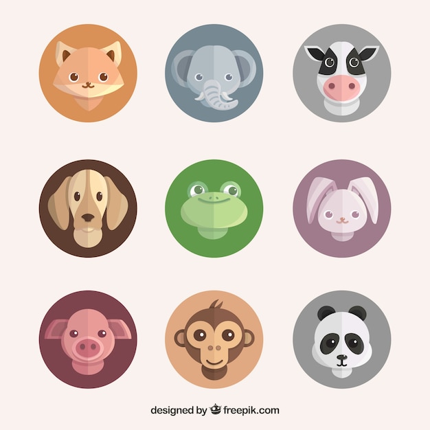 Download Free Download This Free Vector Set Of Animals Faces In Circles Use our free logo maker to create a logo and build your brand. Put your logo on business cards, promotional products, or your website for brand visibility.