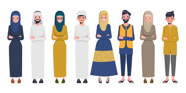 Premium Vector | Set arab family and muslim people and saudi arabian ...