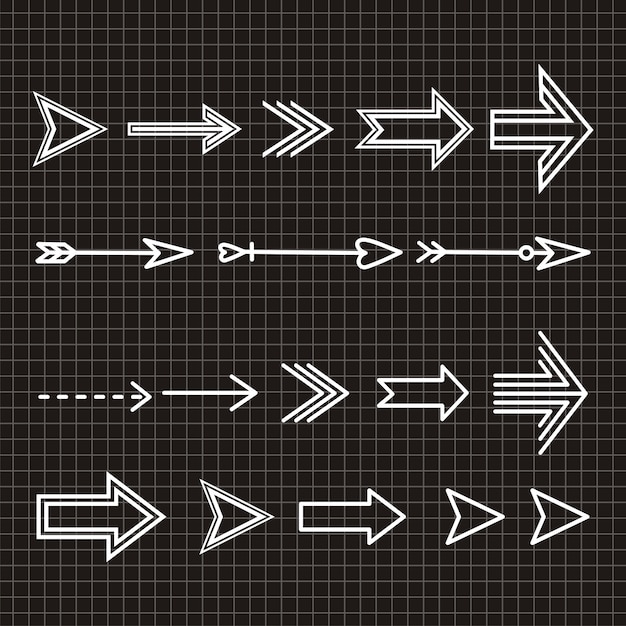 Set of arrow hand drawn design element Premium Vector