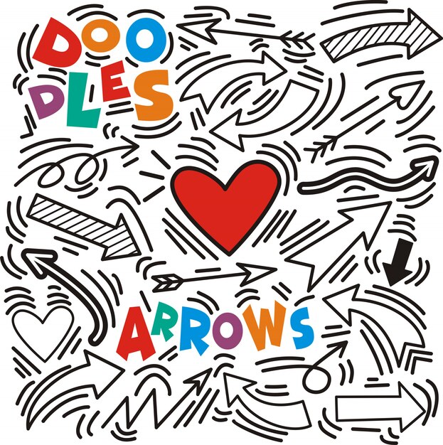 Set of arrow hand drawn design element Premium Vector