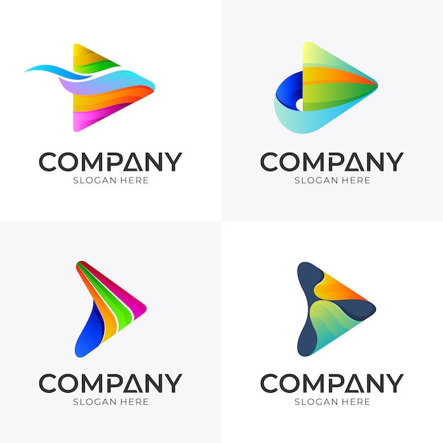 Download Free Set Of Arrow Media Logo Design Premium Vector Use our free logo maker to create a logo and build your brand. Put your logo on business cards, promotional products, or your website for brand visibility.