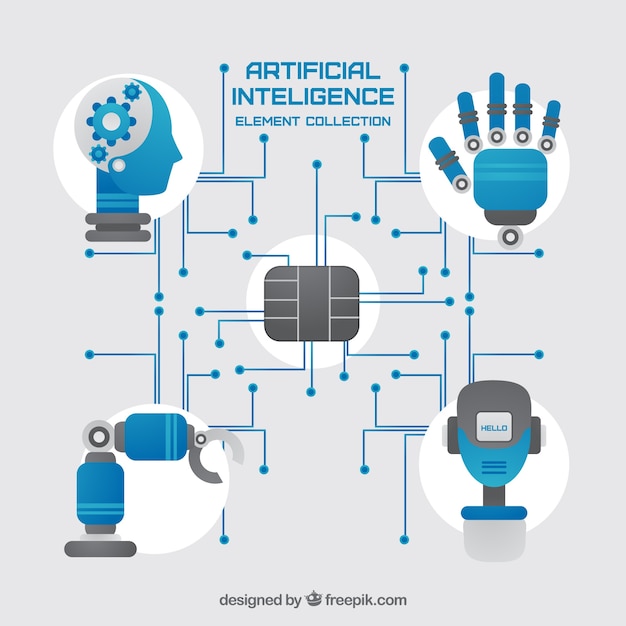 set-of-artificial-intelligence-elements-in-flat-design-free-vector