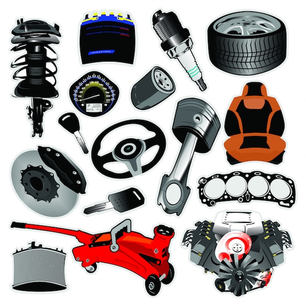 Download Premium Vector | Set of auto spare parts