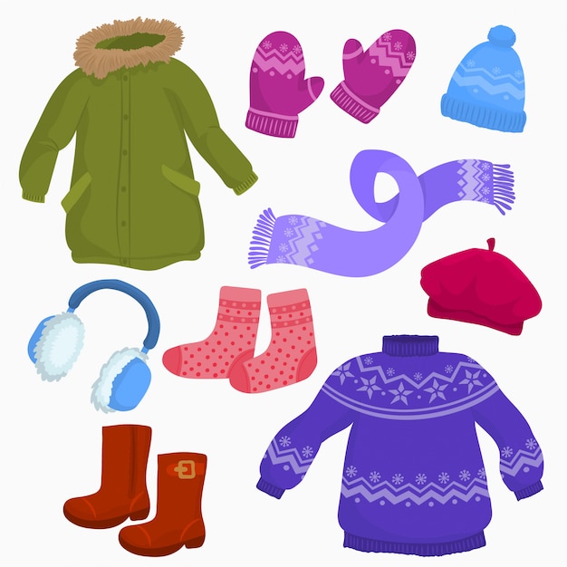 Premium Vector | Set of autumn-winter clothes.