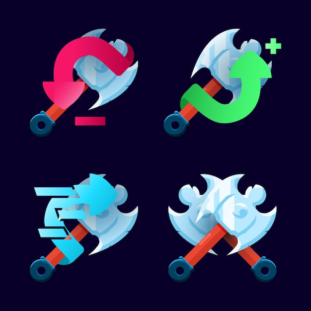 Premium Vector Set Of Axe Power Up Ability Icon For Game Ui Elements