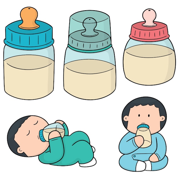 Download Set of baby bottle | Premium Vector