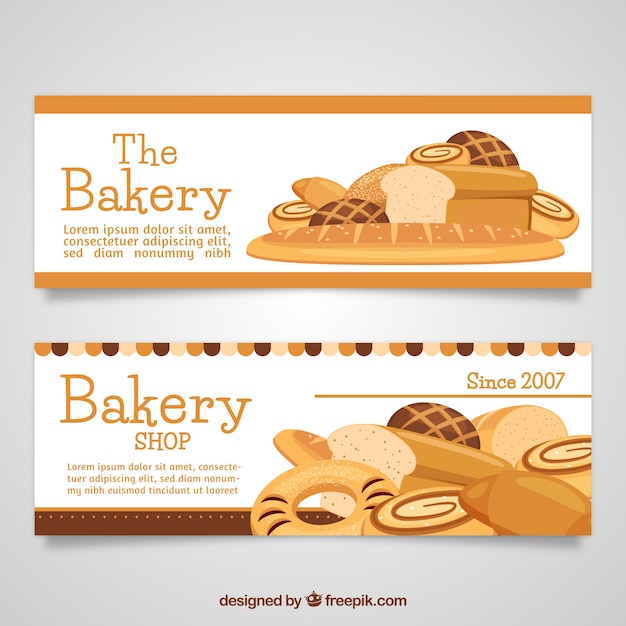 Free Vector | Set of bakery banners