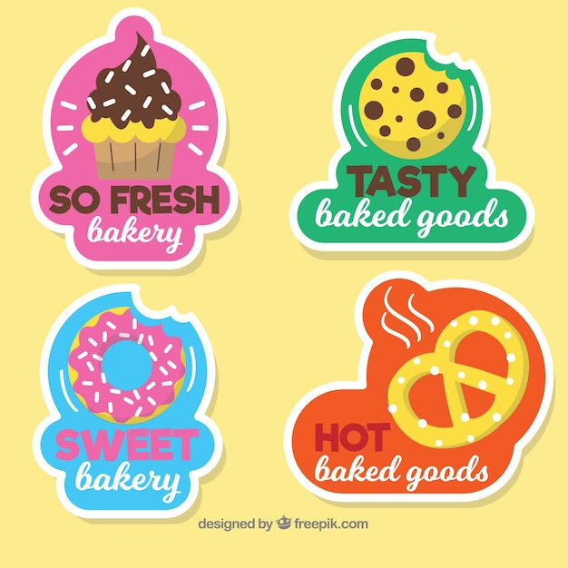 Free Vector Set Of Bakery Stickers In Flat Style