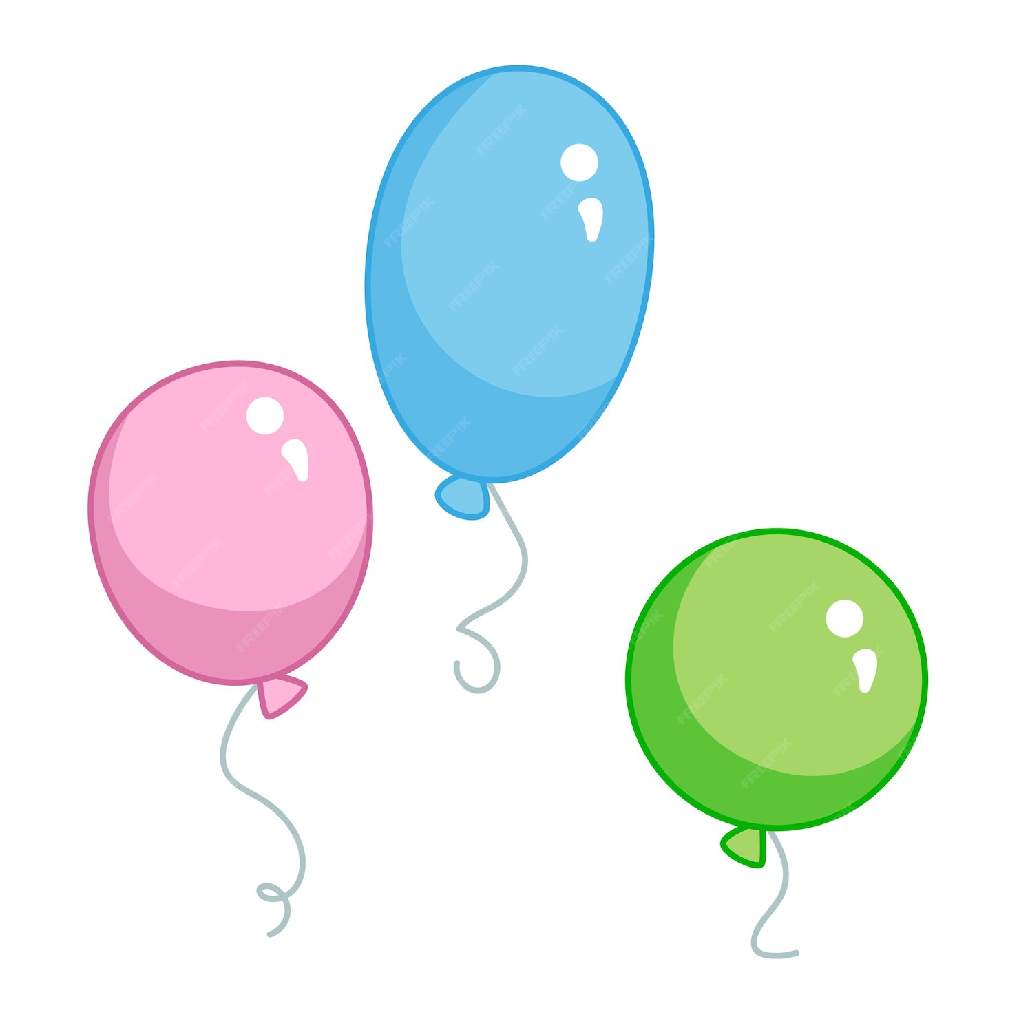 Premium Vector | A set of balloons of different colors pink blue green ...