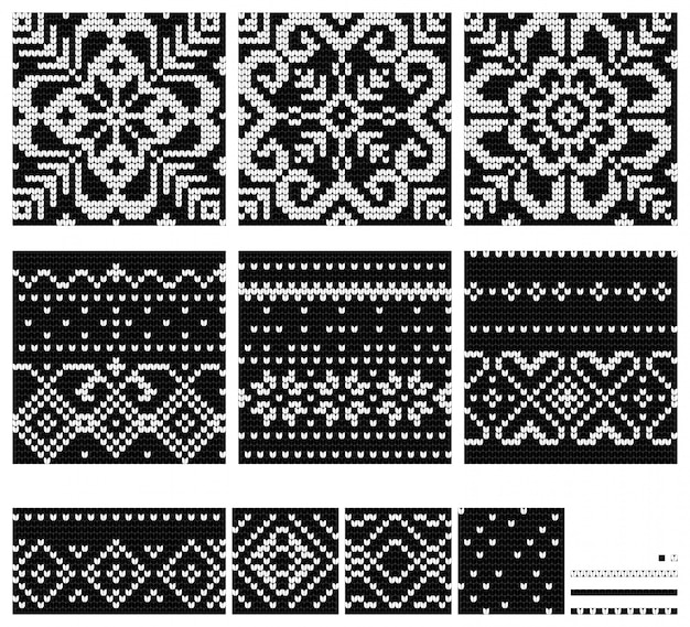 Premium Vector | Set of baltic star knitting patterns